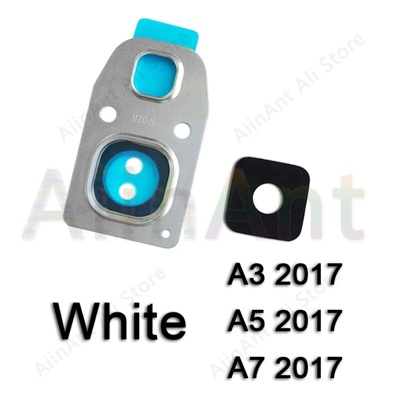 Для samsung Galaxy A3 A5 A7 A320 A520 A720 задняя камера стеклянная крышка объектива Кольцо с наклейкой - Цвет: A320 White