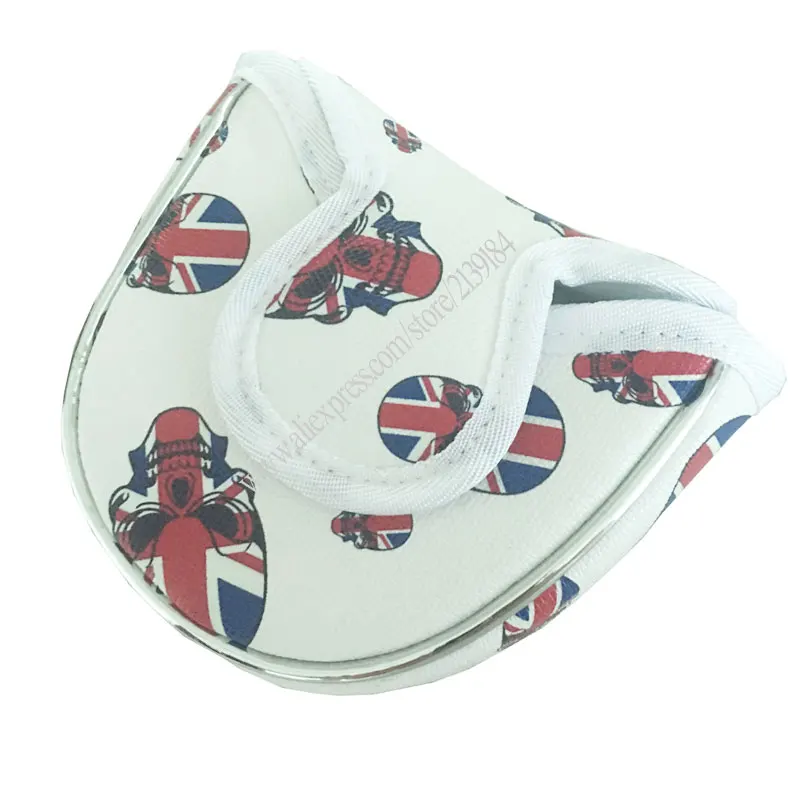 

New Club Golf headcover Cooyute Skull PU semicircle Golf Putter headcover Unisex White Color Golf Clubs headcover Free shipping