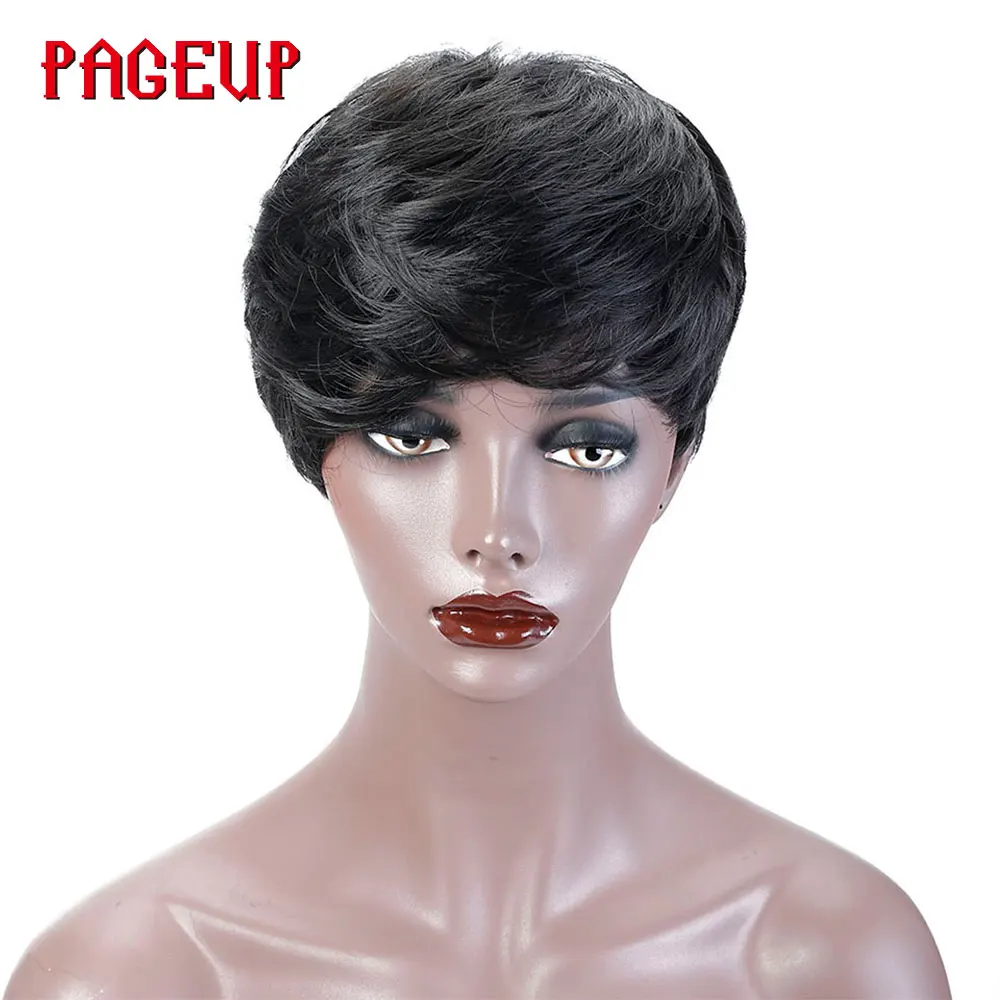 Pageup парик короткие черные парики для женщин термостойкие синтетические Pixie Cut парик костюм косплей парики из натуральных волос для вечеринки