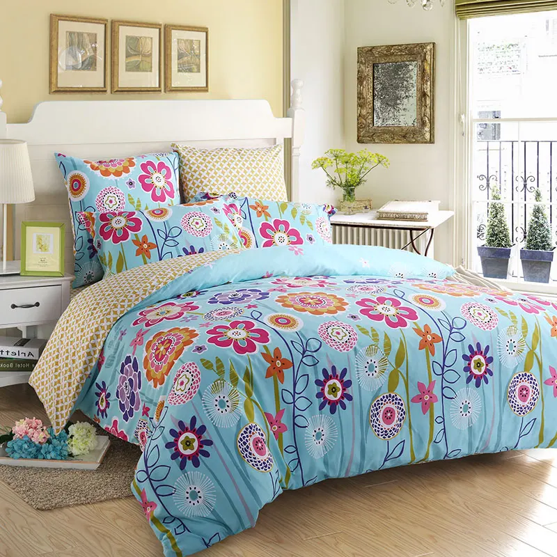 

Home Textile 4pcs/set Bedding Set Bed Cover Bed Sheet Pillow Case 100% Cotton Trentham Gardens Style Flowers Design 2 size L/XL