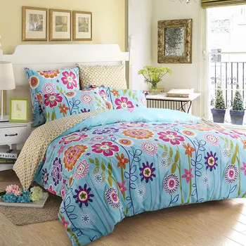

Home Textile 4pcs/set Bedding Set Duvet Cover Sheet Pillow Case 100% Cotton Trentham Gardens Style Flowers Design 2 size L/XL