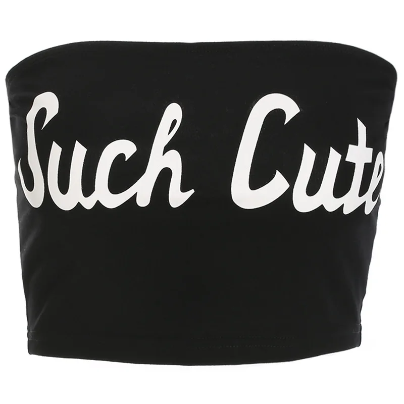 

Letter Print Tube Top Women Summer Cotton Strapless Crop Top Sexy Streetwear Streetwear Sexy Tops For Women Clubwear