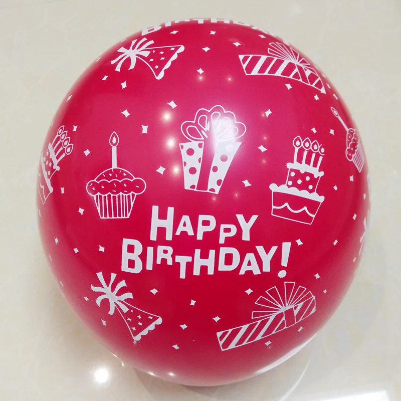 100 шт./лот воздушные шары с днем рождения 12 дюймов круглый, из латекса Гелиевый шар с днем рождения напечатанные шары забавные игрушки, принадлежности для вечеринок Декор