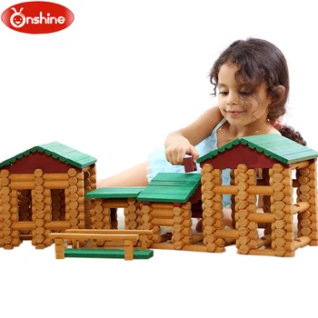 

Onshine 382Pcs/set Primitive Tribe Log Cabin Building Blocks Gorgeousness Set Children Wooden Educational Building Blocks Toys