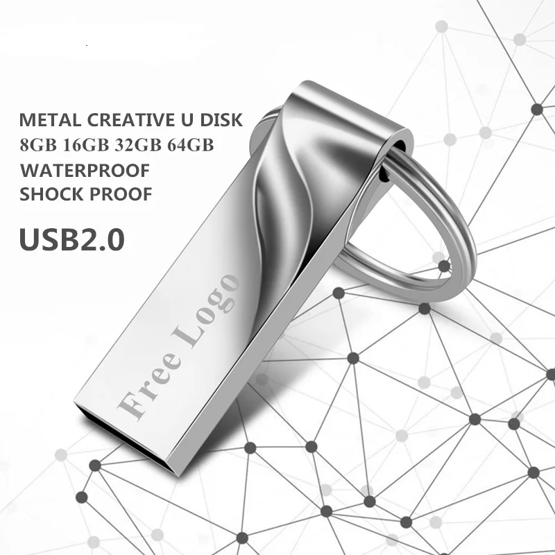 Креативный usb флеш-накопитель 128 Гб 64 Гб металлический ключ Флешка 32 ГБ флеш-накопитель 16 ГБ 8 ГБ USB 2,0 флеш-карта памяти бесплатный логотип