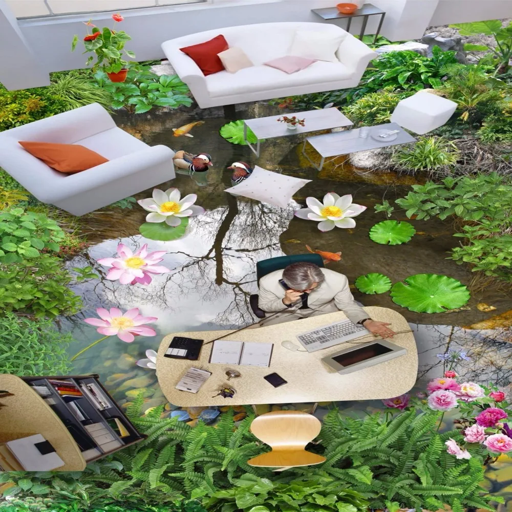 Free Shipping Pool Hawthorn creek water 3D landscape flooring painting waterproof PVC floor wallpaper mural chinese new harvest hawthorn extract hawthorn berry extract flavone 600g