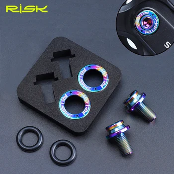 

RISK 2pcs M8x15mm Bike Bottom Bracket Bolt Titanium Alloy Cycling Square Hole 3 Colors Screws For MTB Bicycle Crank