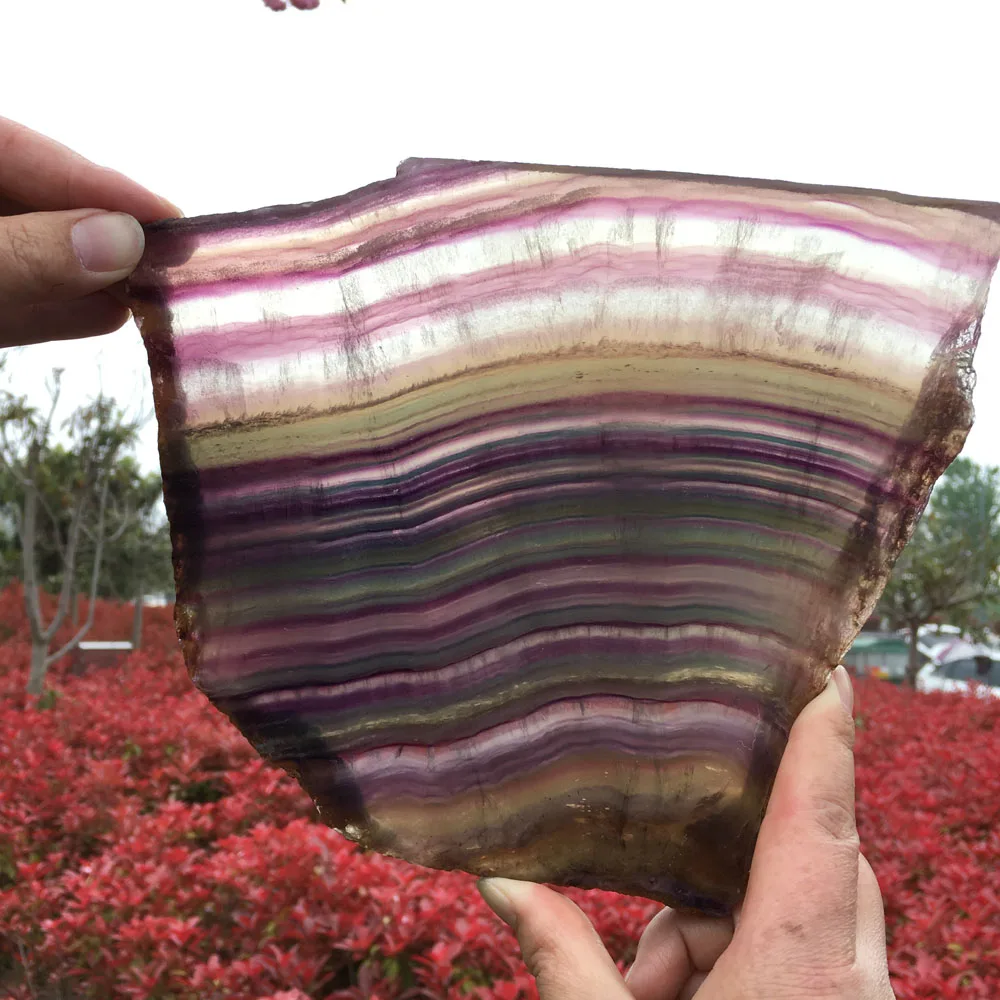 

wholesale natural fluorite slice crystal stone healing Home Decoration