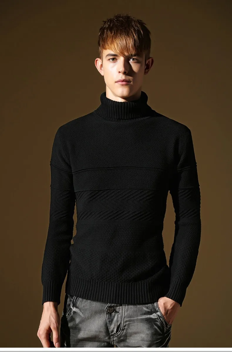 2015 Men black turtleneck fashion men 