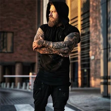 Для мужчин Мышцы Тренажерный зал без рукавов майка футболка Бодибилдинг Спорт фитнес жилет