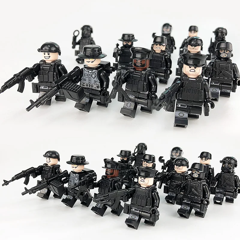 

12Pcs/set Military Special Forces Soldiers Bricks Blocks Figures Guns Weapons Compatible Legoings Armed SWAT Building Blocks Toy