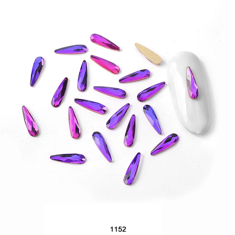 10 шт стекающие блестящие стеклянные стразы для дизайна ногтей с плоским дном модный дизайн 3D маникюрный набор для украшения ногтей Стразы NDT