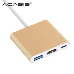 Acasia USB C к HDMI адаптер, тип USB C HDMI адаптер для нескольких с USB c концентратора PD зарядки Порты и разъёмы и USB 3.0 для MacBook для Dell