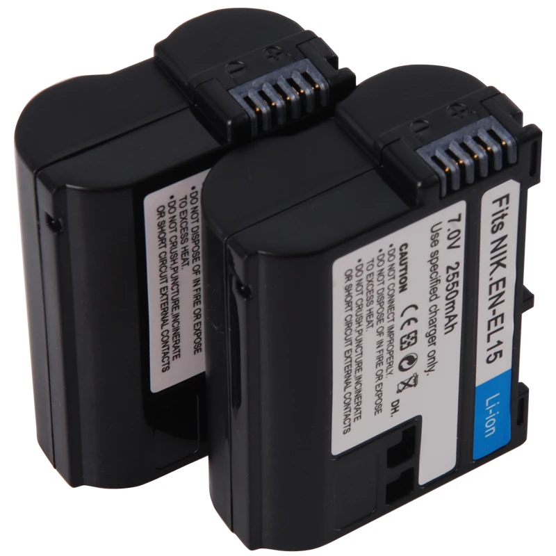 2 Pack EN EL15 Lithium Ion Battery for Nikon D7100 D750 D7000 D7200
