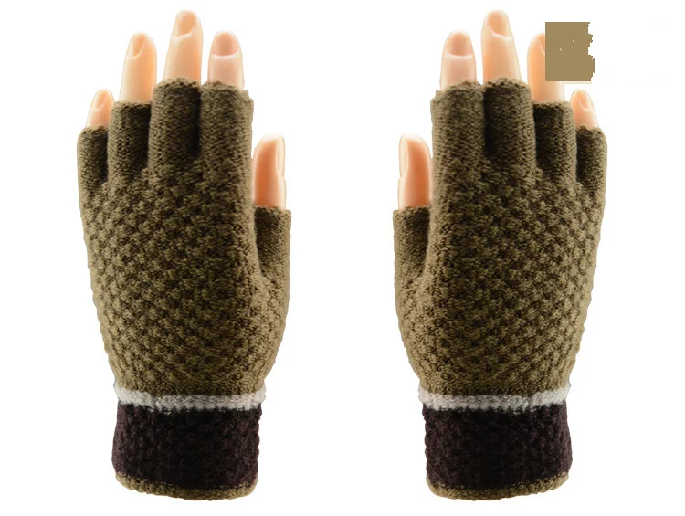 Половина Finger пальцев шерстяные вязанные запястья перчатки зимние теплые перчатки варежки для женщин и мужчин