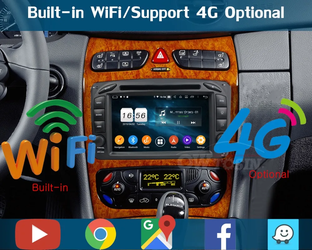 Top 7"IPS 8Core 4G 64G Android 9.0 Car DVD Radio GPS Player For Mercedes-Benz ML CLK C-Class SLK E-Class A-Class Series DSP CarPlay 9