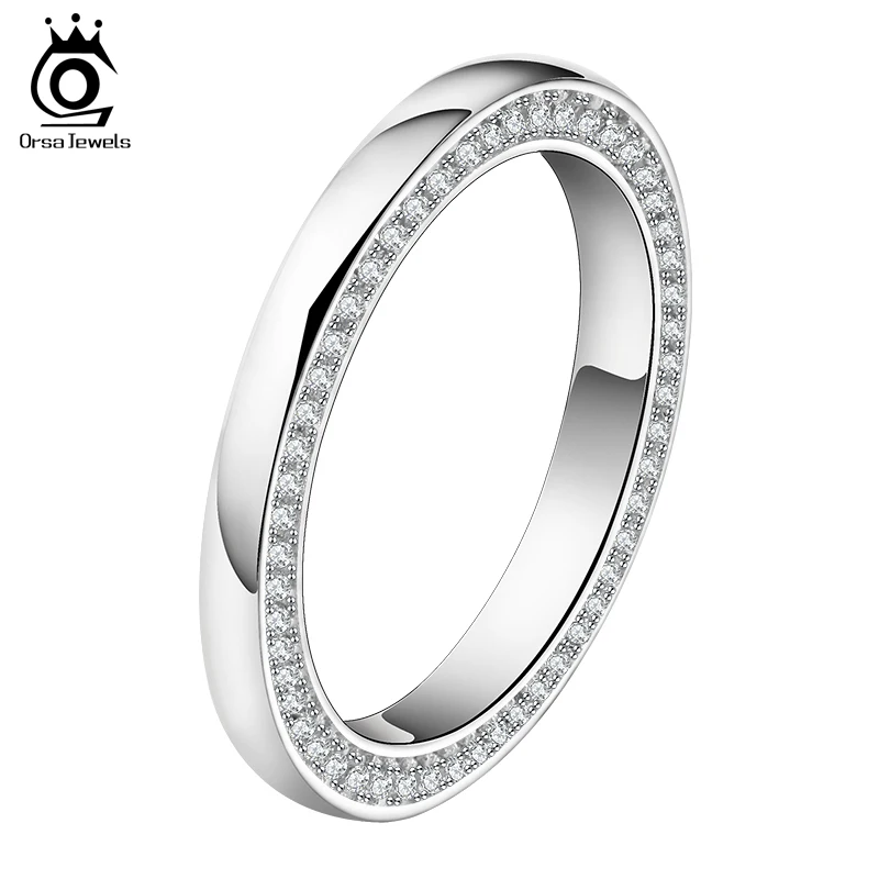 

ORSA JEWELS 2019 New Arrival Luxury Brand Wedding Band with 118 Pieces AAA CZ Fashion Finger Ring for Women / Men Wholesale OR67
