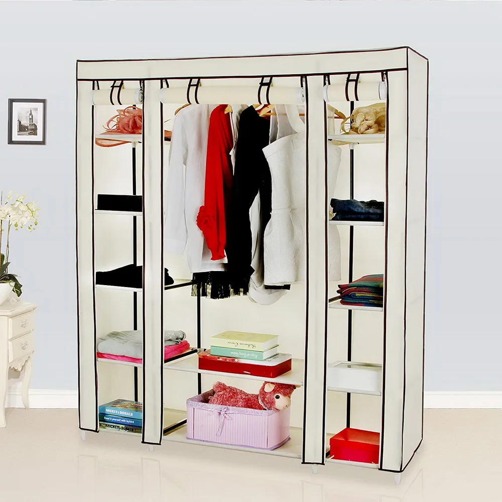 

69" Portable Clothes Closet Wardrobe Storage Organizer with Non-Woven Fabric Quick and Easy to Assemble