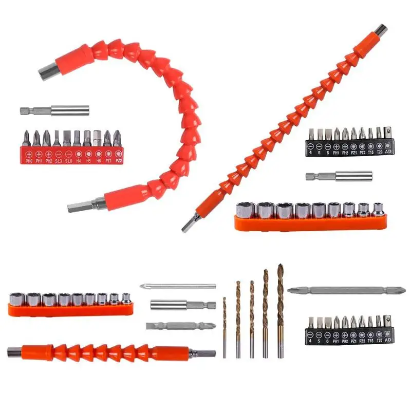 Flexible Shaft Twist Drill Bits Screwdriver Bit Kit Sleeves Electric