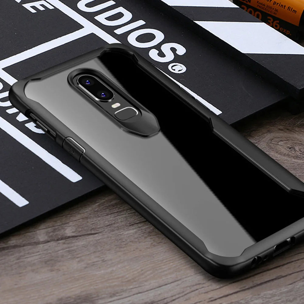 Ultra Thin HD Transparent Clear Case With Shock Absorbing Airbag Soft Silicone &amp PC Back Impact Protective Cover For OnePlus 6 |