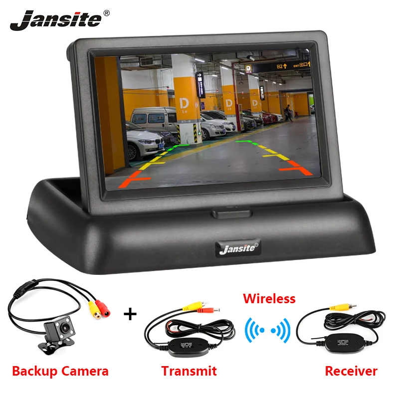 

Jansite 4.3" TFT LCD Foldable Car Monitor Color Display camera Reverse Camera Paking System For Auto Rearview Monitors NTSC PAL