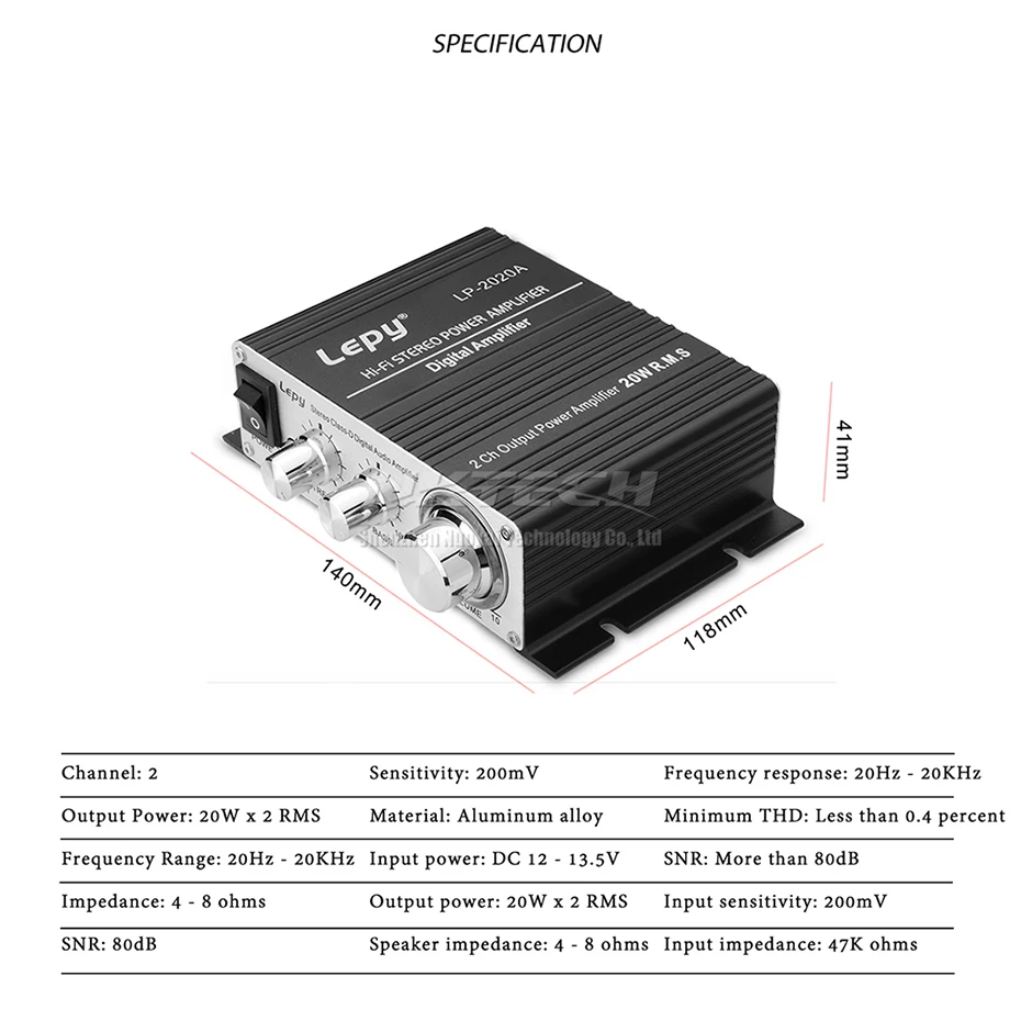 LP-2020A Lepy автомобильный усилитель мощности цифровой плеер Hi-Fi стерео Класс D 2CH RMS 20 Вт бас аудио Профессиональный DIY музыка домашний усилитель MP3