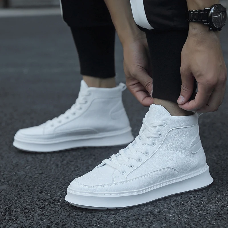 

Men's Trend Shoes Slip-on High Top Sneakers Lace-up Casual Shoes Men Canvas Shoes for Men Sneakers Leather Tenis Masculino