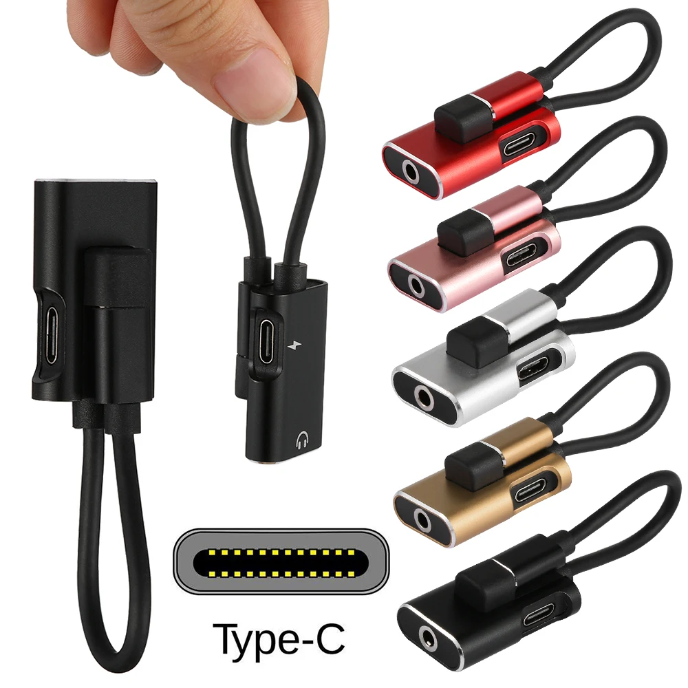 

USB C Audio Cable Charger 2 in 1 Type C to 3.5 mm Jack Aux Earphone Adapter For Huawei Xiaomi USB C 3.5mm converter
