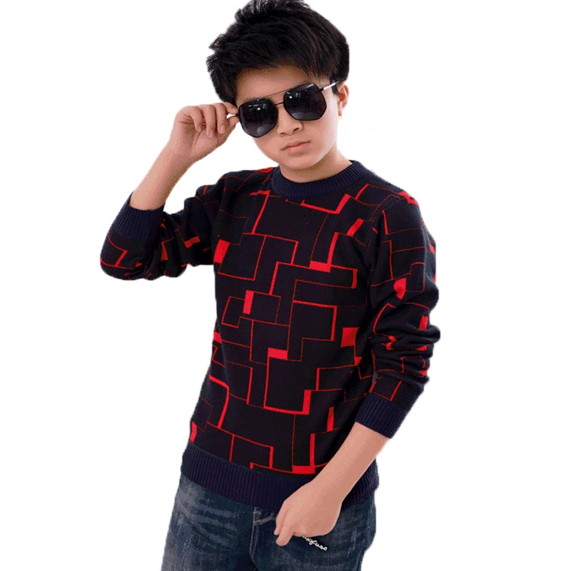 

2018 Casual Boys fall Sweaters Pullovers Black Cotton Clothing For Children's WARM winter Kids Knitwear for 6 8 10 12 yesrs