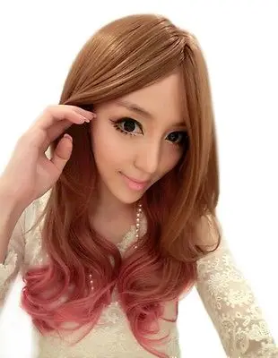 parrucca perruque Red Brown Mixed Women Medium Wavy Hair Cosplay Costume Wig heat resistant fibers wigs Free Shipping |