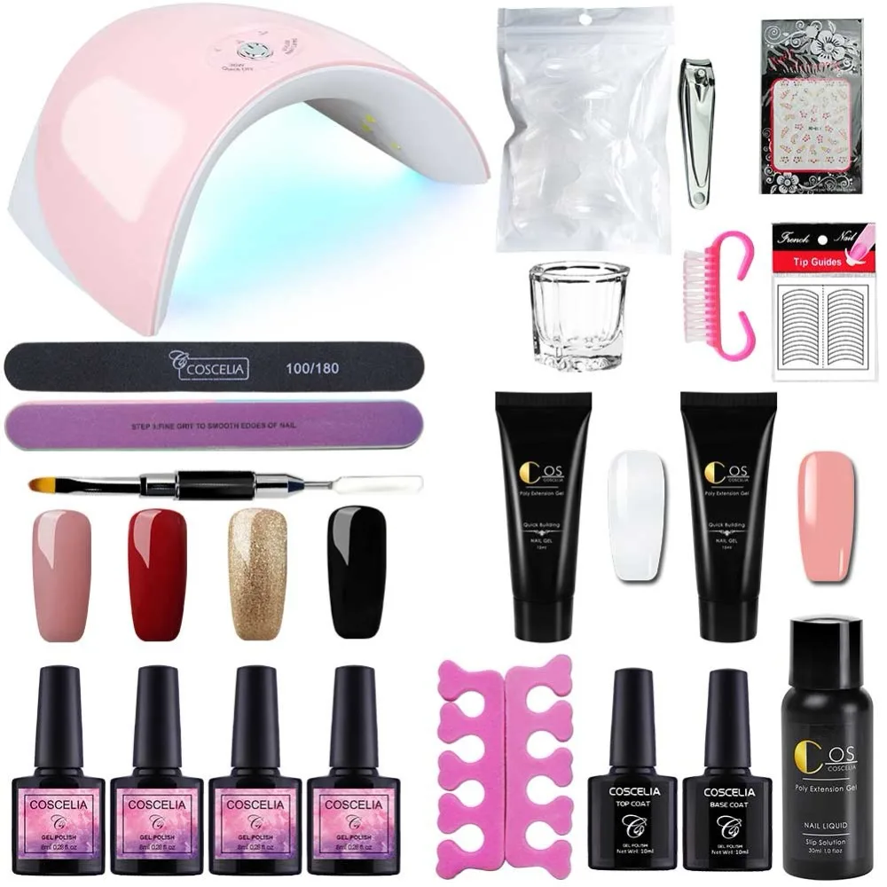 

15ML Acrylic Poly Gel Set Fast Extension Crystal Jelly Poly Gel Nail Camouflage UV LED Builder Gel Nail Art Lamp Kit