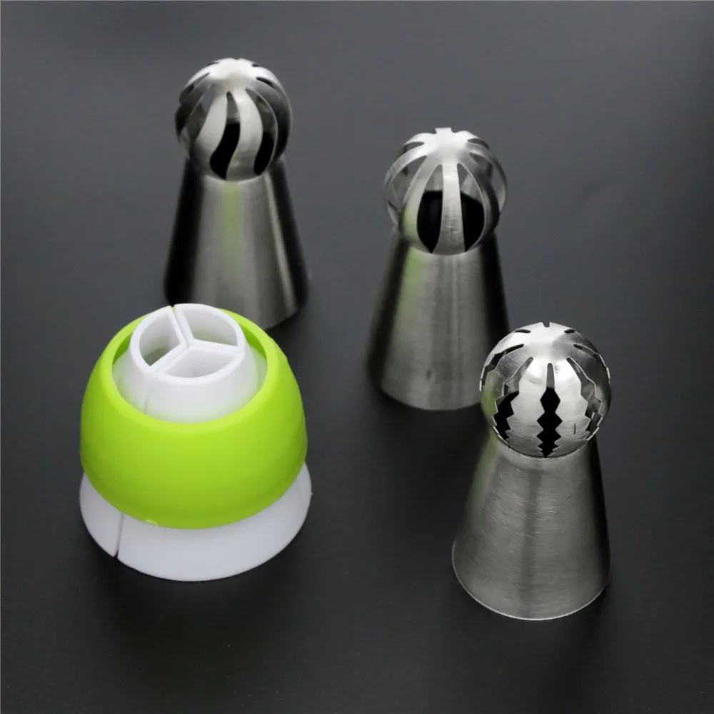 

4PCs/Set Russian Piping Nozzle Sphere Ball Pastry Cake Decorating Tool Stainless Steel Kitchen Baking Pastry Tools kitchen tools