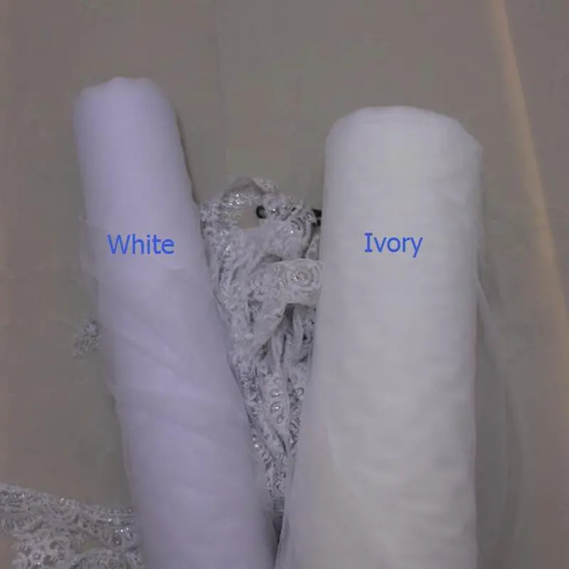 2,5 м новые белые белоснежные свадебные вуали 2 слоя кружевной свадебный тюль вуаль Аппликации Длинные Свадебные вуали Veu De Noiva