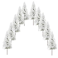 10pcs Model Pine Trees Miniature White Snow Trees Winter Forest Train Railway War Game Layout Landscape Diorama Scenery OO Scale 2