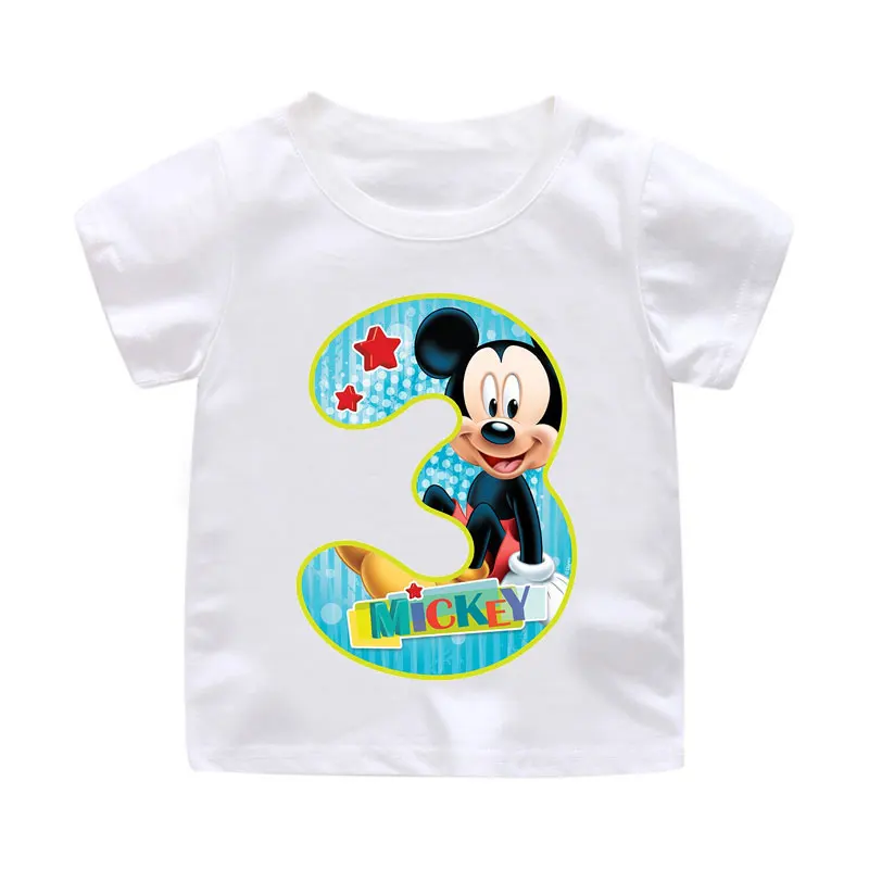 ZSIIBO Birthday T-shirt Boy Girl Letter Cartoon Mouse Print Summer short sleeve O-neck Tees Children clothing Kids tops CX6L102 - Цвет: Bai03