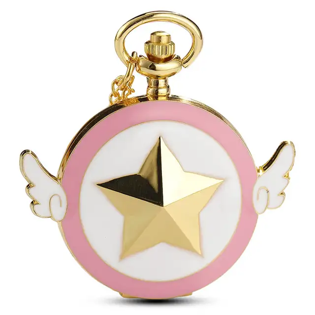 Cardcaptor Sakura Pocket Watch Chains Anime Gold Tone Star Wing Quartz Pocket Wa Cardcaptor Sakura Pocket Watch Chains Anime Gold Tone Star Wing Quartz Pocket Wa