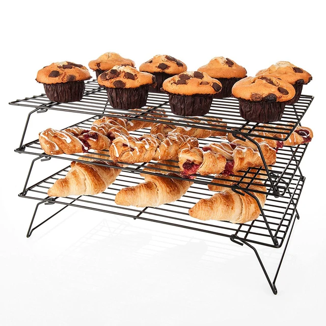1pc 3 Tier Non Stick Cooling Rack Metal Grid Baking Tray 1pc 3 Tier Non Stick Cooling Rack Metal Grid Baking Tray For