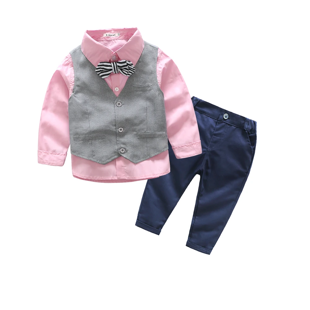 Коллекция 2019 года, комплекты детской одежды для джентльменов, костюм для мальчиков, хлопковая одежда для малышей, Весенняя официальная