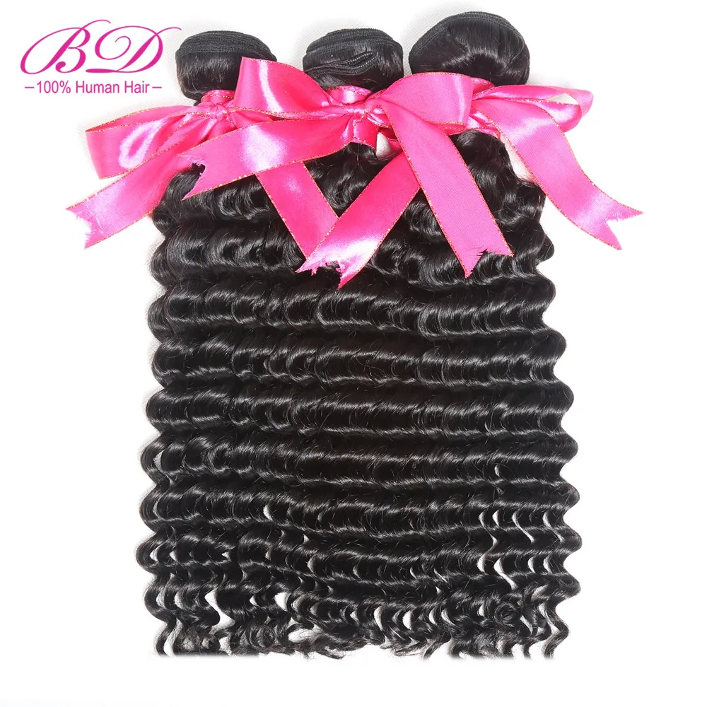 

BD HAIR Deep Wave Human Hair Bundles Mongolian Hair Bundles 3PCS/lot Remy Hair Extensions Natural Color Free Shipping
