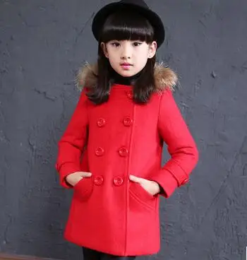 Осенне-зимняя коллекция г. утолщение детская одежда детские пальто для девочек с капюшоном двубортное пальто Детский кардиган - Цвет: Красный