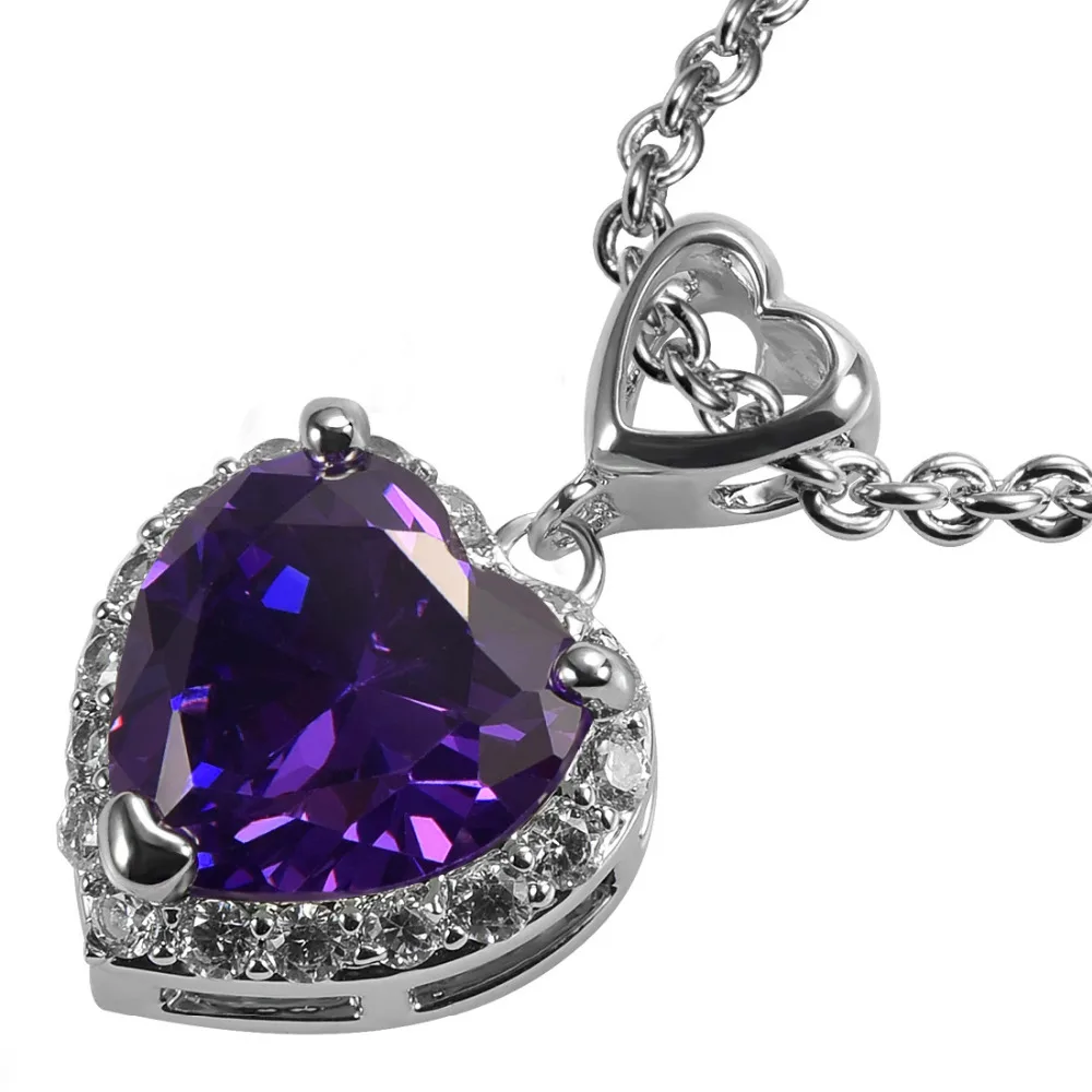 

Purple Crystal Zircon 925 Sterling Silver Fashion Pendant TE753