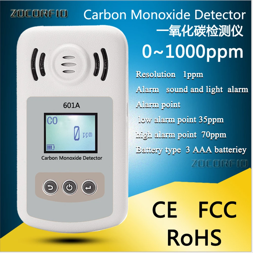 Ручной Угарный газ метр High Precision CO газоанализатор тестер монитор детектора ЖК-дисплей Дисплей звук + световой сигнализации 0-1000ppm