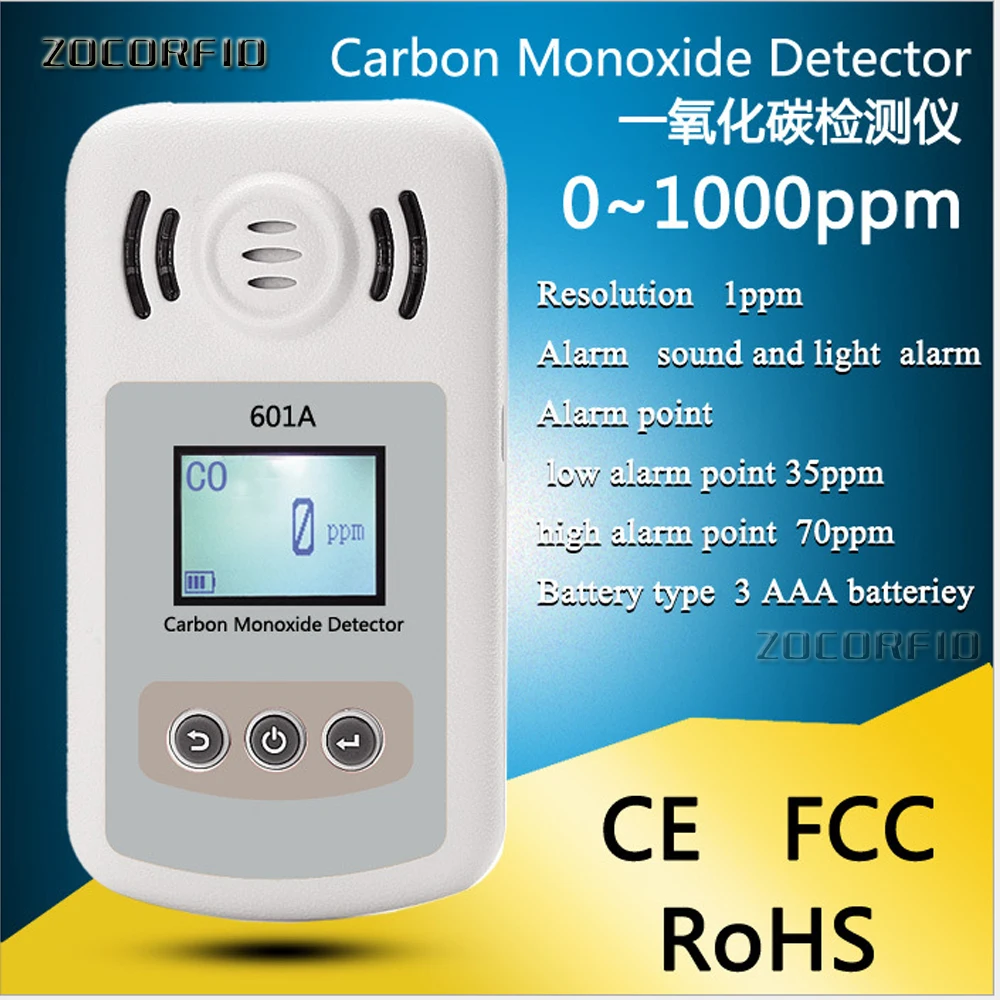 Carbon Monoxide Meter,Handheld CO Detector,Portable CO Gas Leak Detector LCD Display Sound and Light Alarm 0~1000ppm High Precision Detector Gas Analyzer