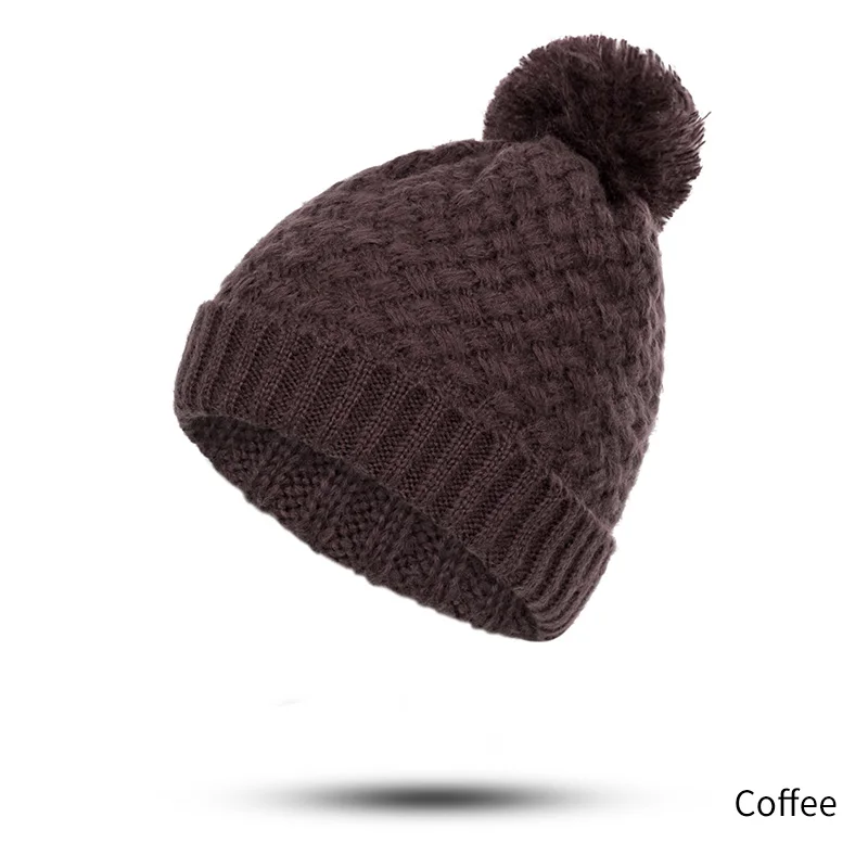 IWINTER зимняя женская шапка для девочек, мягкие вязаные теплые шапочки, одноцветные шапочки Skullies Beanies, утолщенная бархатная шапка для женщин - Цвет: D1
