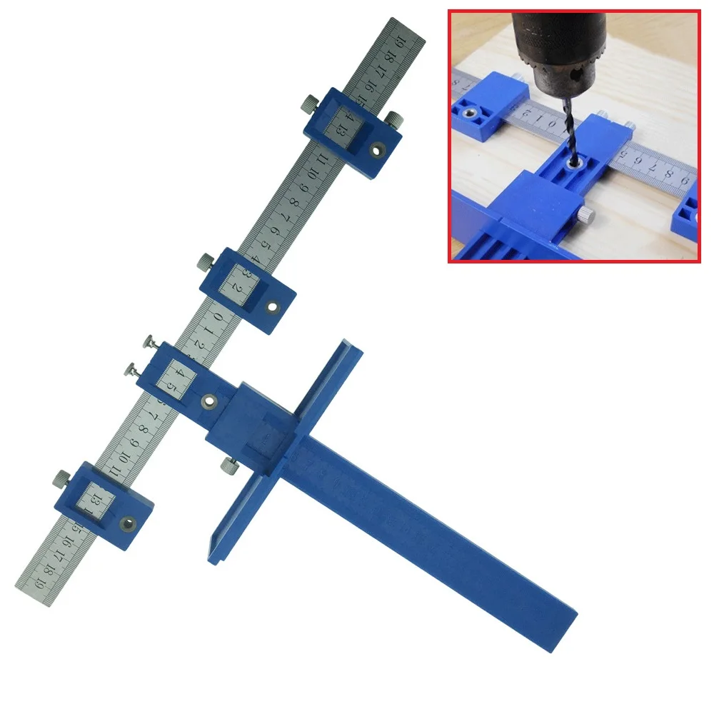 ALLSOME Drill Guide Sleeve Cabinet Hardware Jig Drawer Pull Jig Wood Drilling Dowelling Hole Saw Master