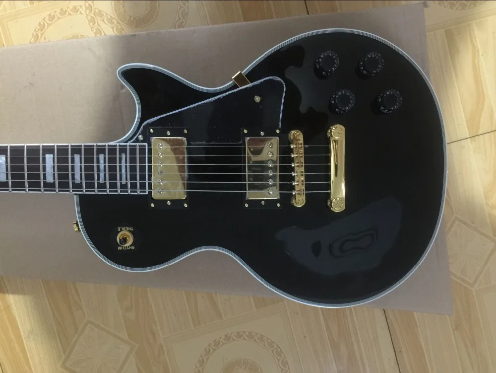 

60 LP standard Custom electric guitar,black color top guitarra.gold hardware gitaar.Chibson guitarra