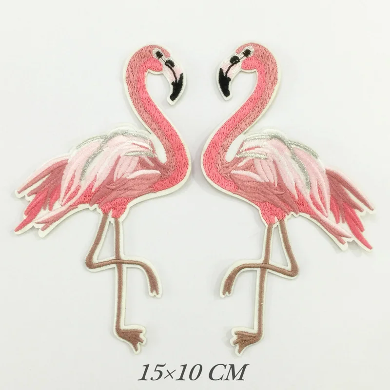 

1 Set Pink Flamingo Applique Embroidered Iron on Cute Bird Patches For Clothing Cartoon Motif Sticker Diy Craft Accessory