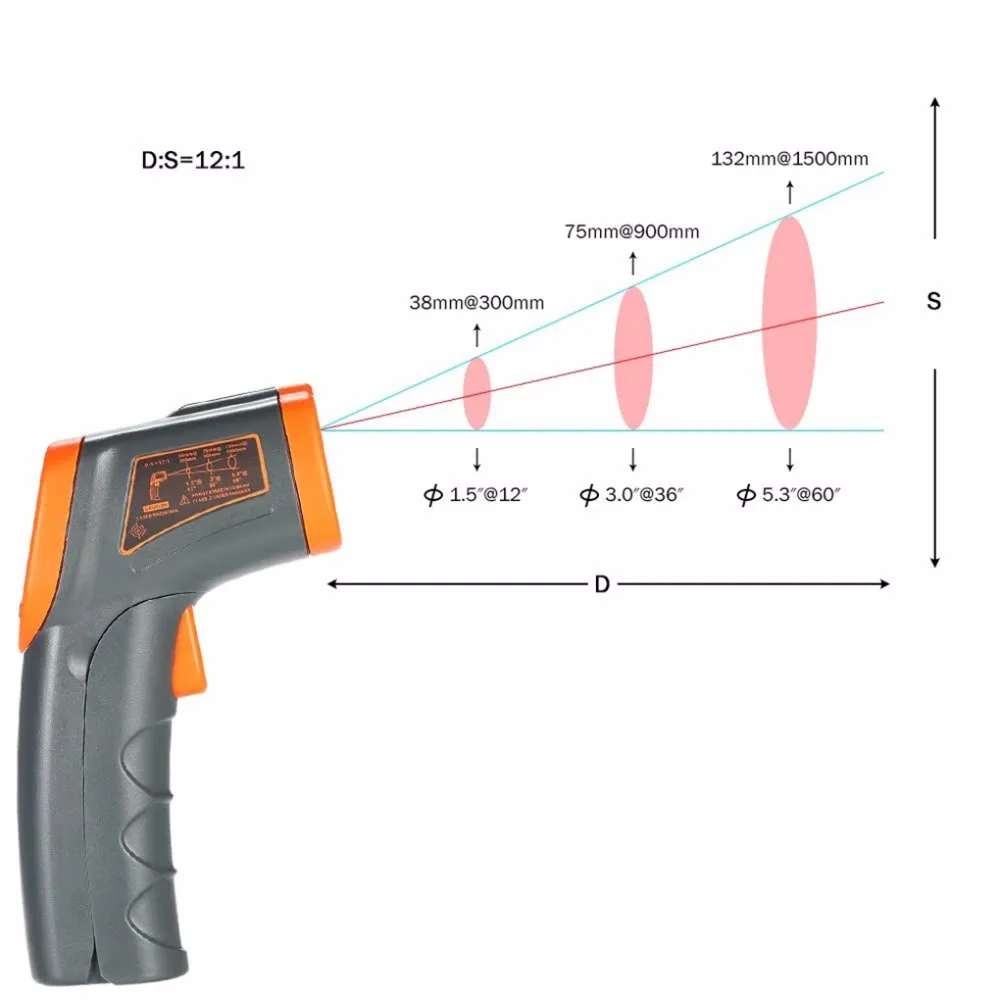 32-380 Thermometer Mini Degree Handheld Infrared Digital Thermometer LCD IR Industrial Pyrometer Contactless Temperature Meter