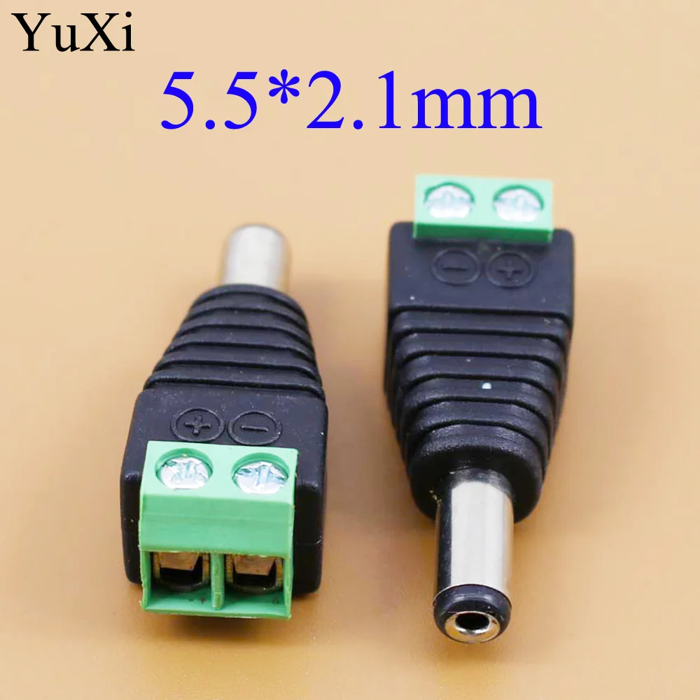 

YuXi 1Pair/Lot DC power Plug Jack male adapter Connector DC5.5*2.1 for CCTV LED Strip Light 5.5 x 2.1mm