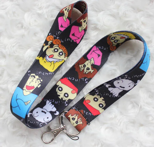 

Hot Sale! Free shipping 10pcs Japan Anime cute Crayon Shinchan Key chains long Lanyard ID Badge Holders Phone Neck Straps #207